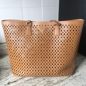 Prada Perforated Saffiano Leather Tote Bag